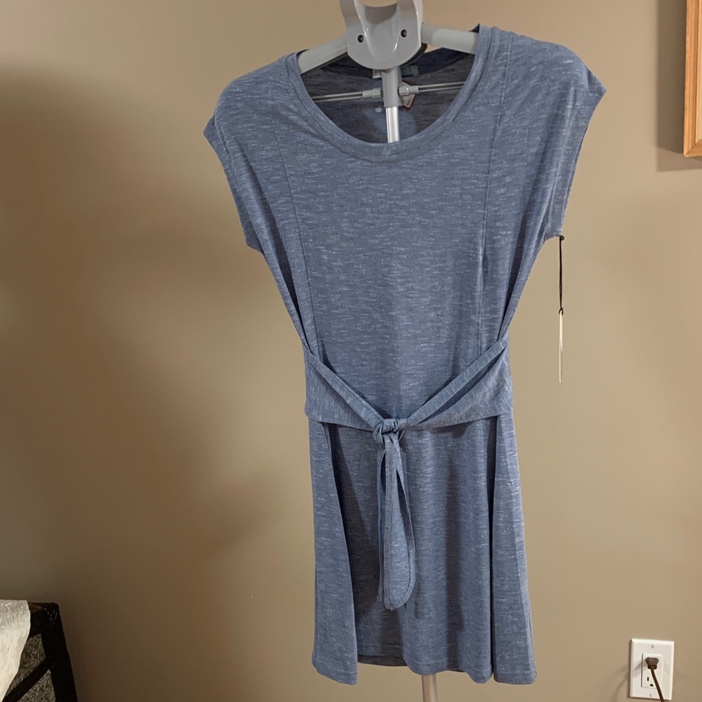 NWT Elle Sport Soft Blue/grayish Tie-Waist Mini Dress, small